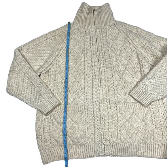 Carraig Donn Sweater Hand Knit Ireland Cable Knit Zip Cardigan Wool Women's XL - Picture 5 of 12